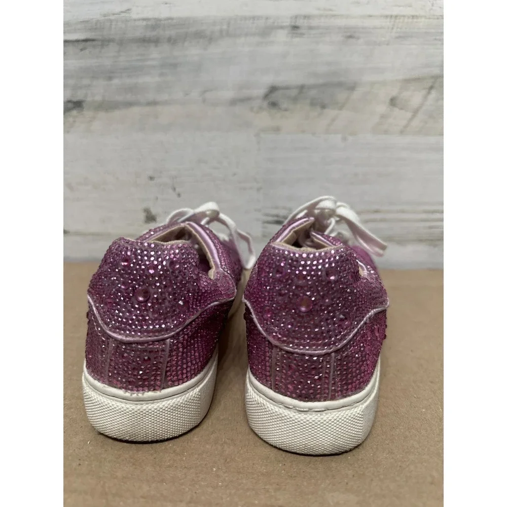 Steve Madden Rhinestone Sneakers Girls‎ Youth 3 Pink Bling Low Top Shoes